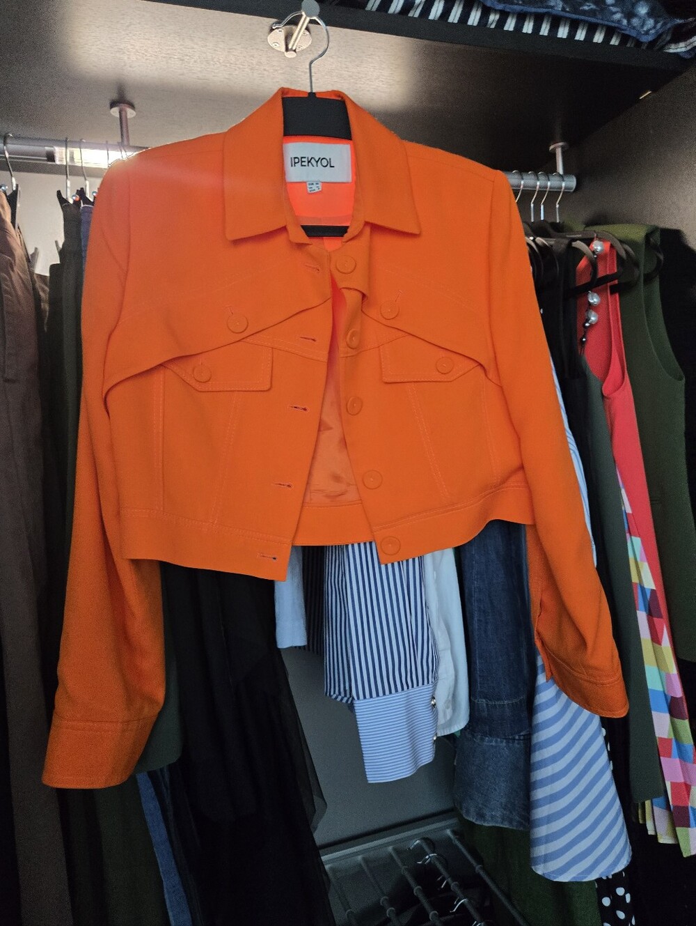 Women's Orange Cropped Jacket